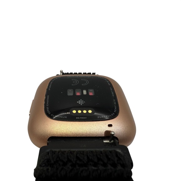 Fitbit Versa Smartwatch Rose Gold Aluminum Black Woven Band + Charger - Picture 9 of 12